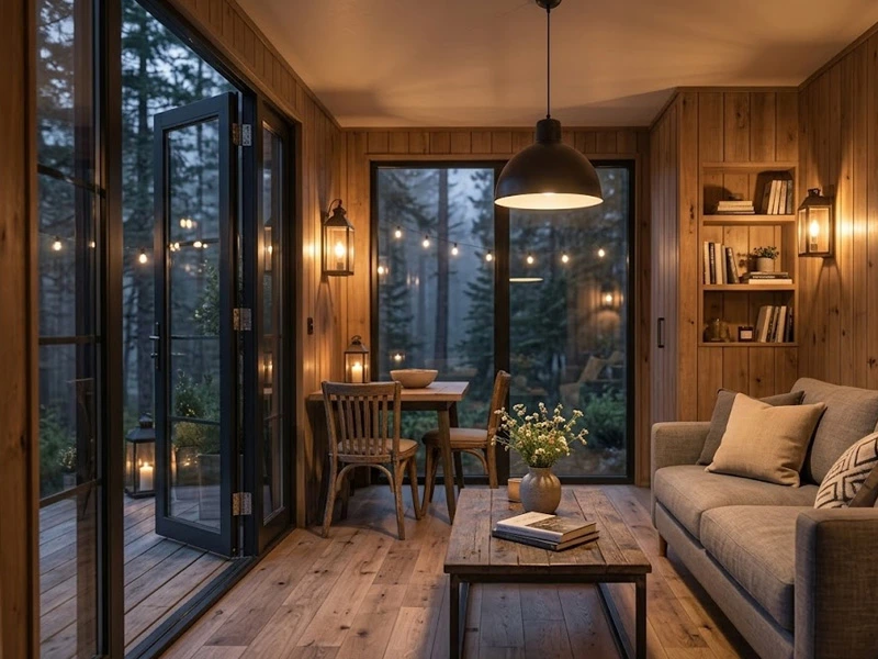 Interior villa glamping container bergaya resort tropis modern